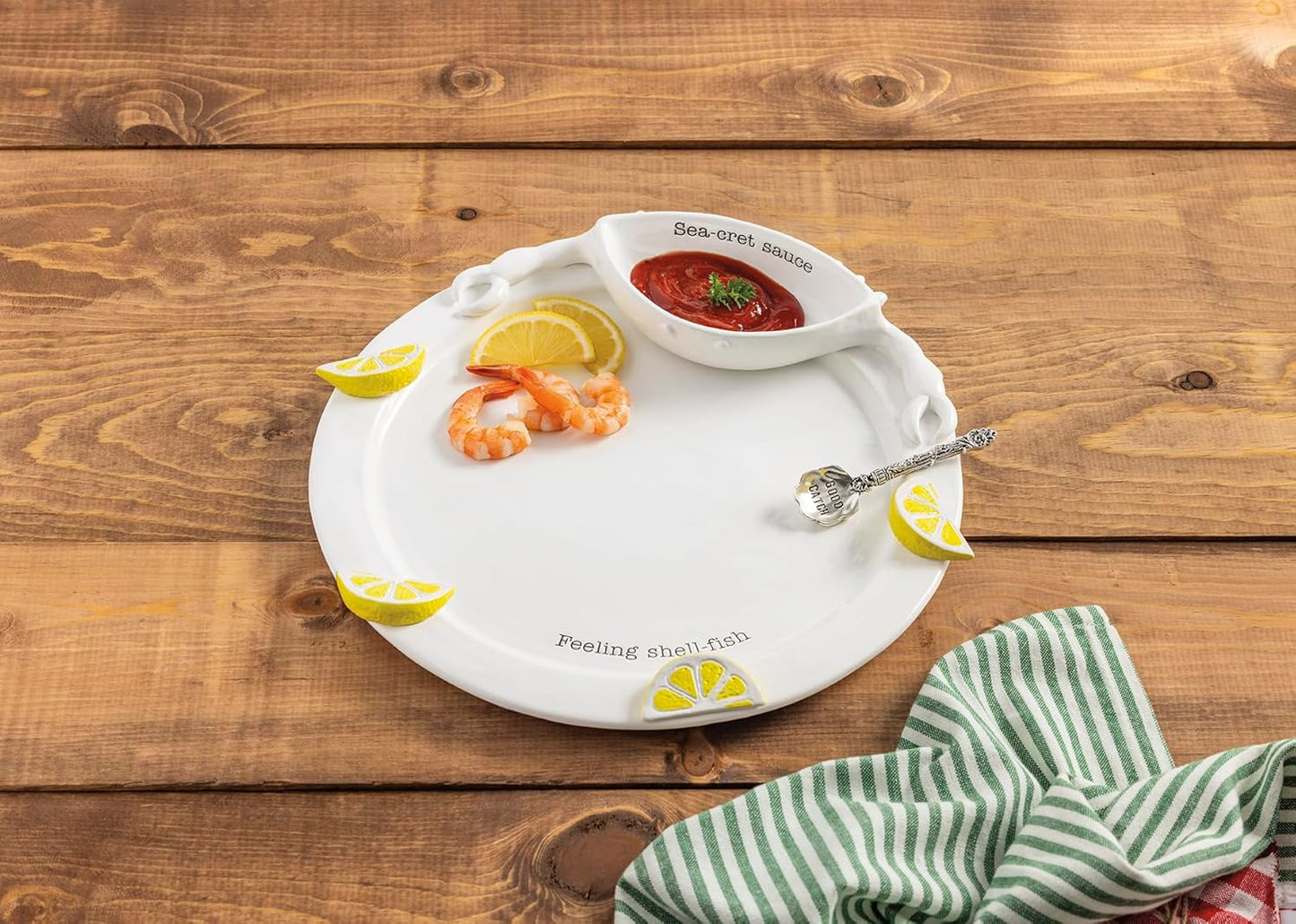 Plato Cerámica Blanco Para Mariscos Con Cepillo