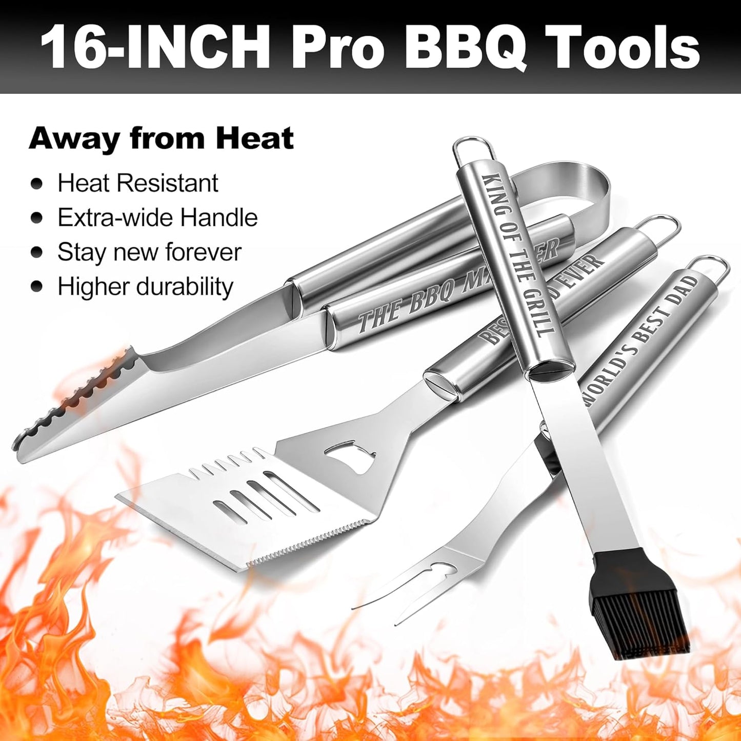Juego herramientas parrilla acero inox al aire libre