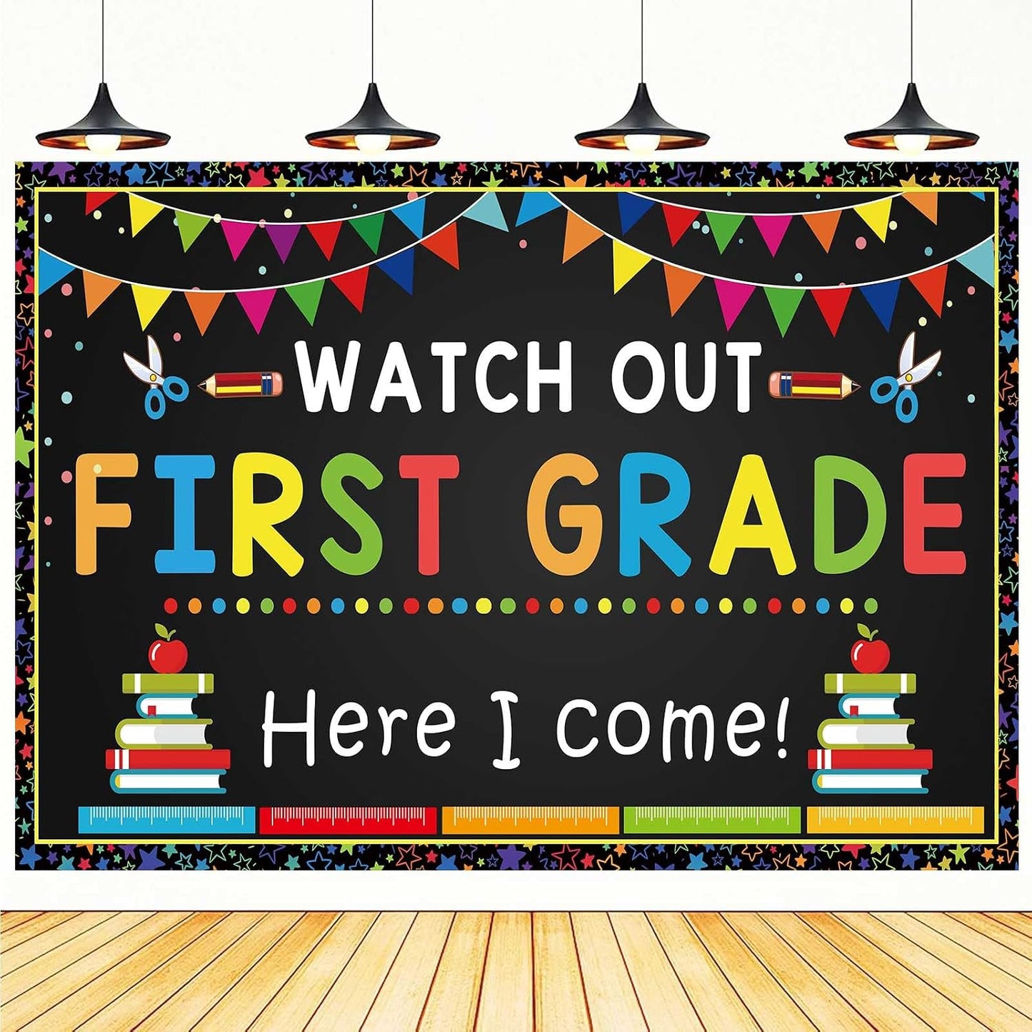 Cartel bienvenida primer grado 5.9x3.6ft Here I Come
