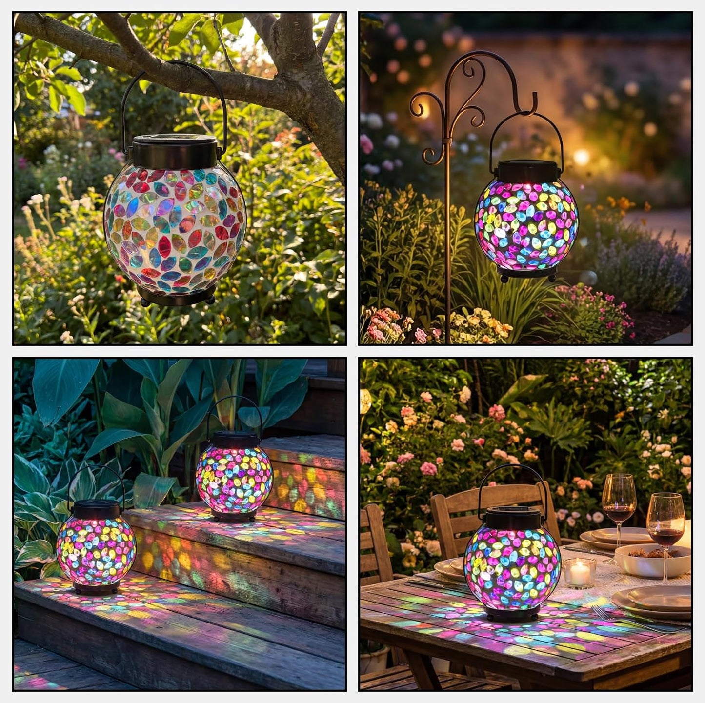 Luces mosaico solar colgantes impermeables exterior