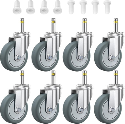 Ruedas giratorias 3pulg set 8 vástago 7/16 pulg TPR