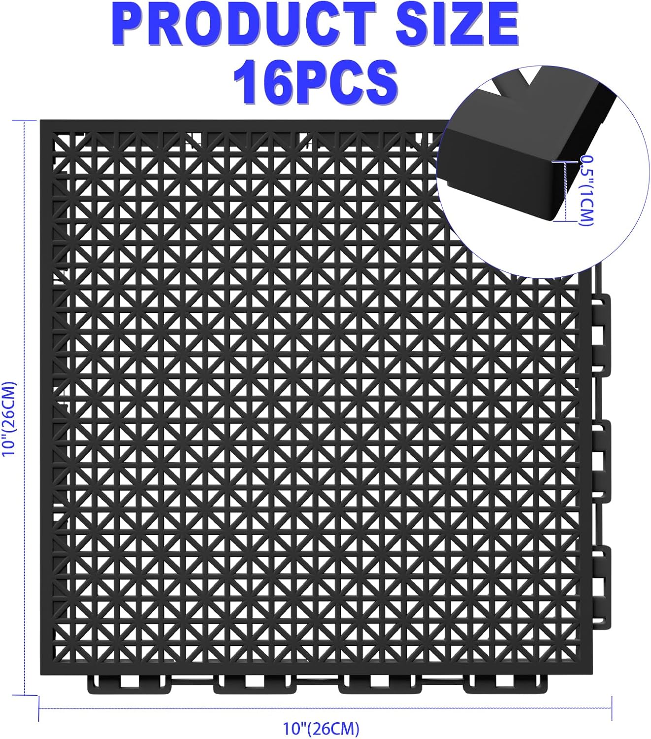 Set 16 cojines foam entrelazados 10x10pulg drenaje antiderrap