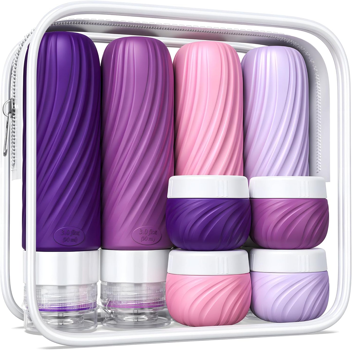 Botellas viaje TSA aprobadas 3oz silicona exprimible 8 pzas