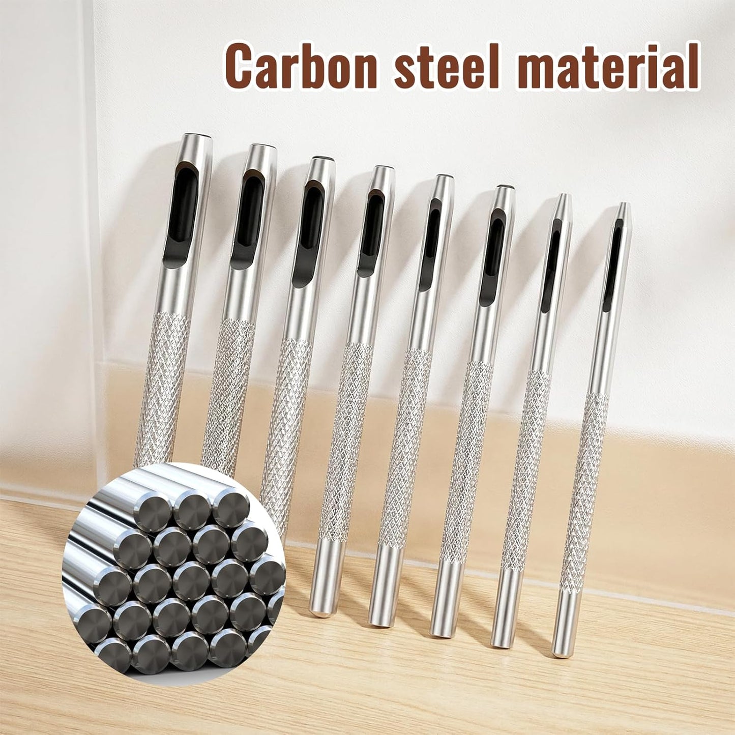 Set 8 Perforadores Cuero 0.039-0.157pulg Redondos Metal