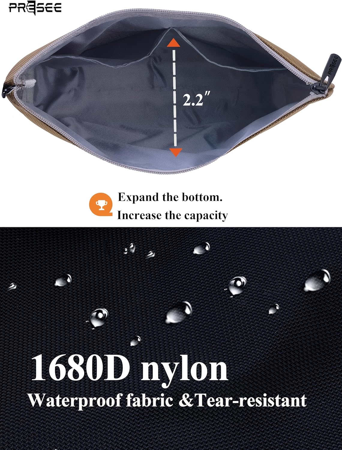 Bolsa herramientas con cremallera mosquetón metal 1680D resistente