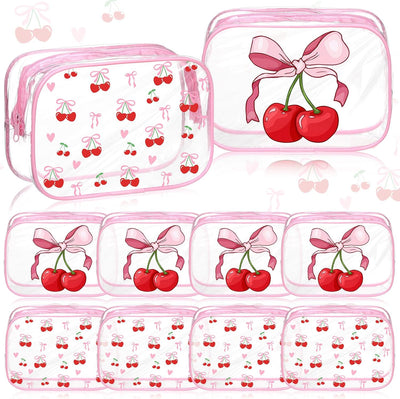 10 Bolsas Maquillaje Lazo Rosa Pastel PVC Impermeable Viaje