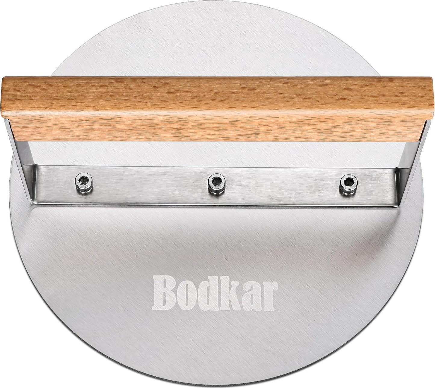 Prensa hamburguesas acero inox 6pulg mango madera