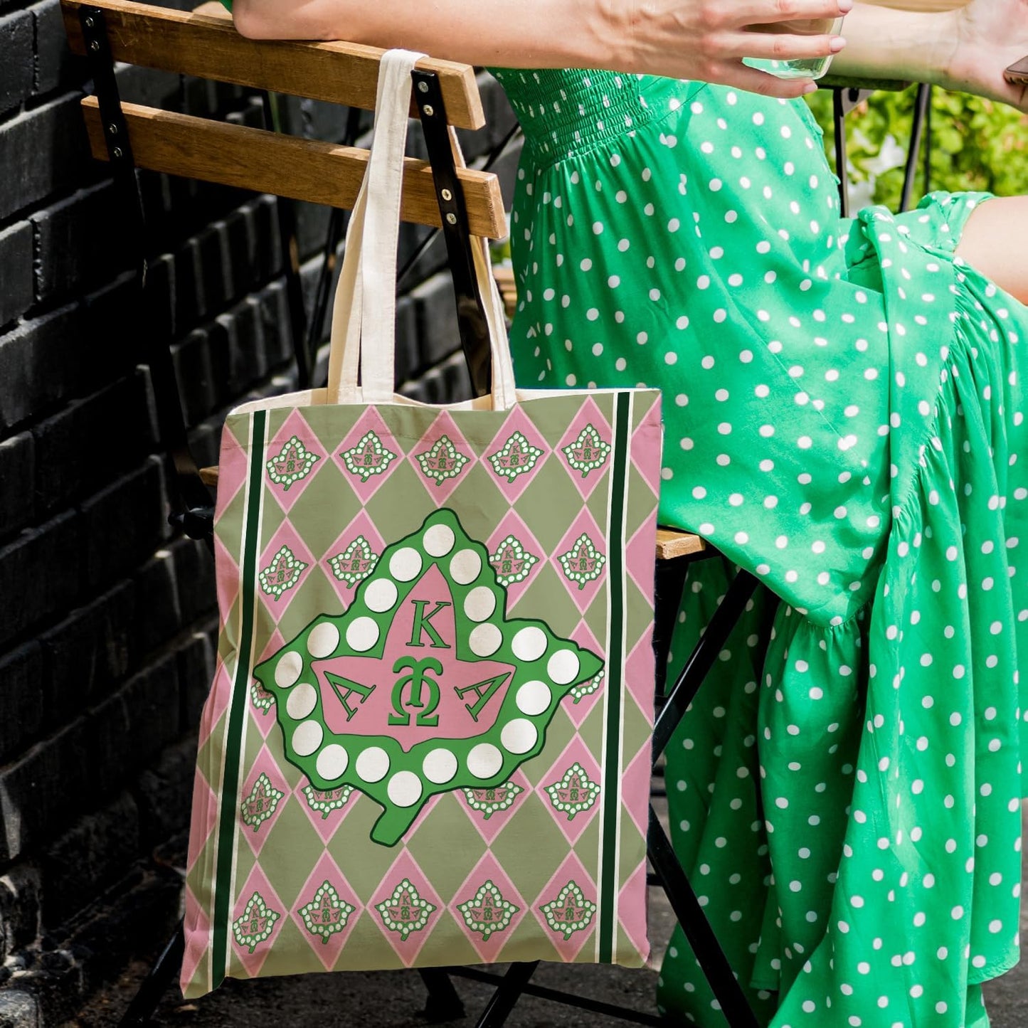 Bolsa de mano de hermandad Alpha Kappa Alpha clásica reutilizable para compras