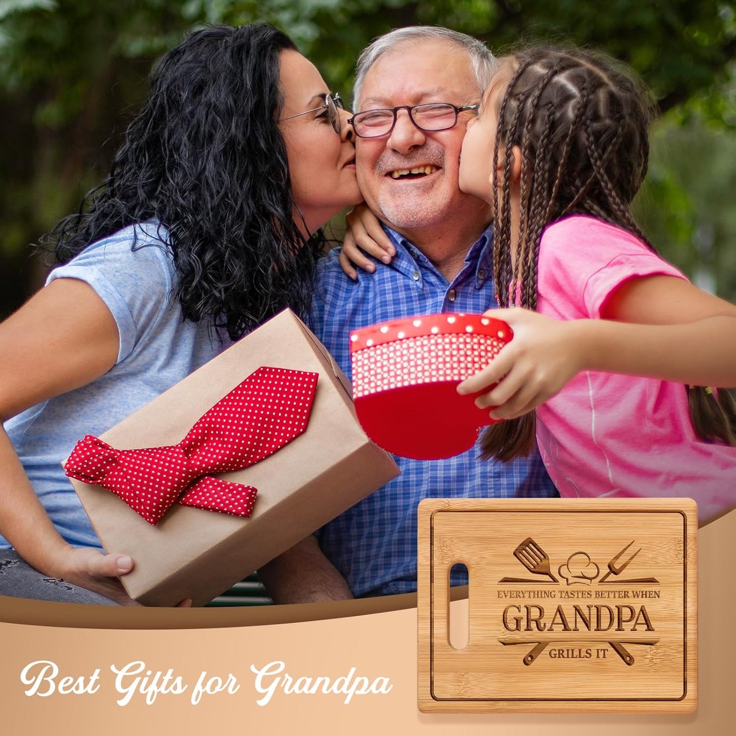 Tabla de cortar de bambú grabada para abuelos, regalo de cumpleaños y Navidad