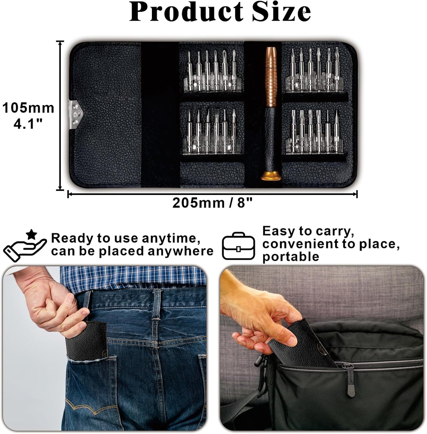Set 24 mini destornilladores plegables para relojes y teléfonos