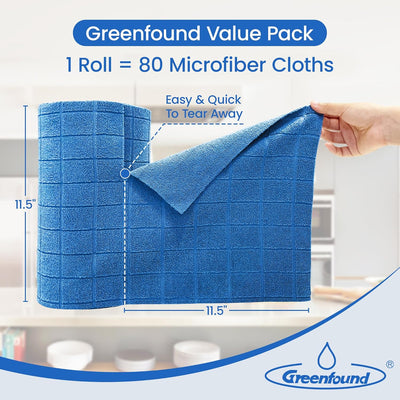 80 Pzas Rollo Microfibra Absorbente 11.5x11.5pulg Cuadros Azules
