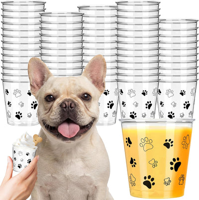 Tazas transparentes para perros 3 oz con patrón de pata