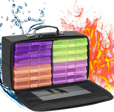 Caja fotos resistente fuego 12 fundas 4x6pulg con cerradura