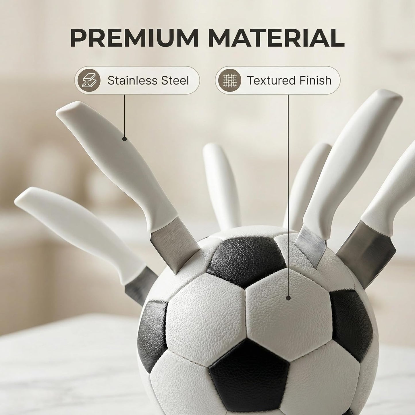 Soporte para cuchillos de pelota de fútbol cocina 7 ranuras organizador encimera