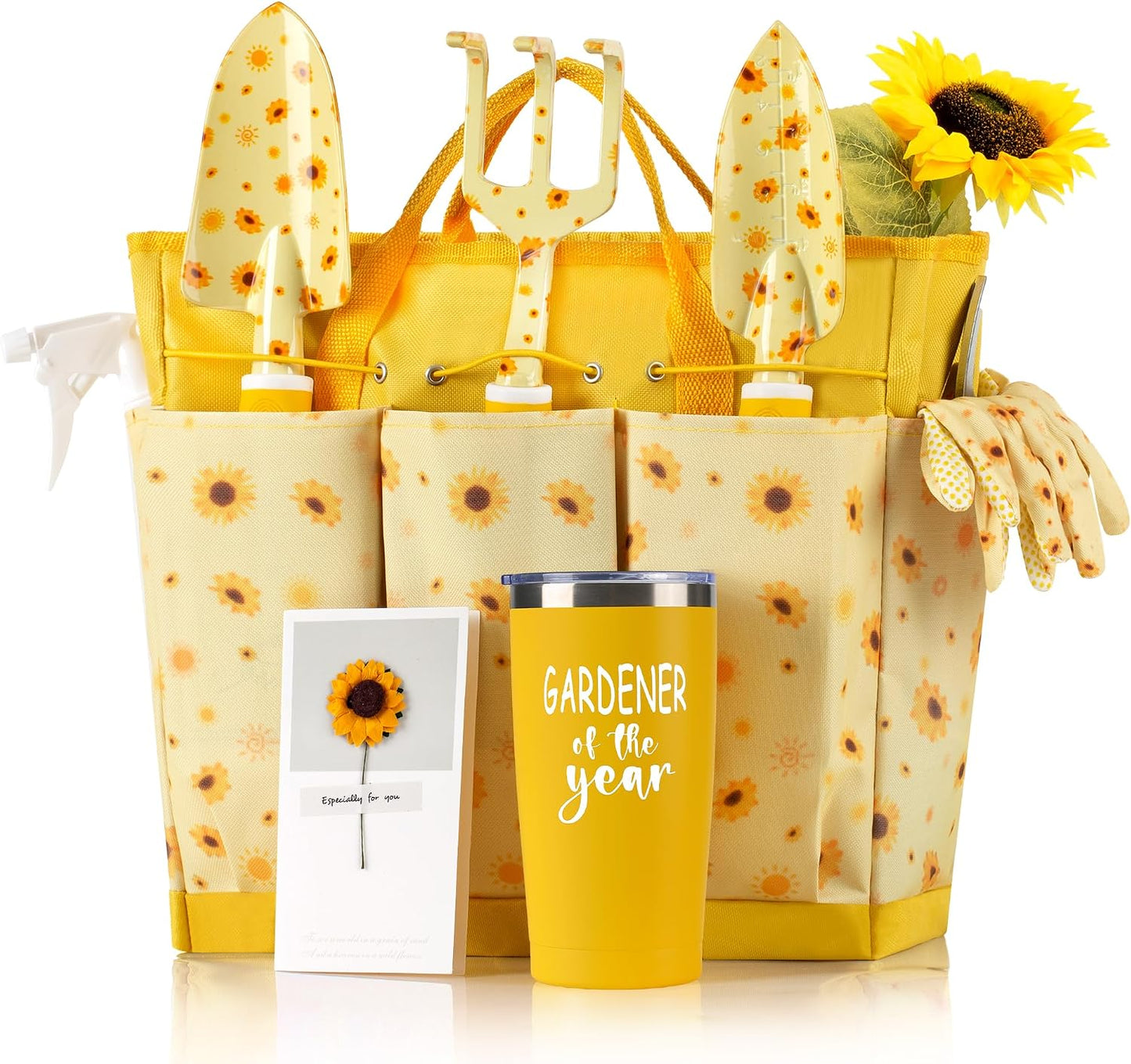 Juego herramientas jardín estampado girasol amarillo
