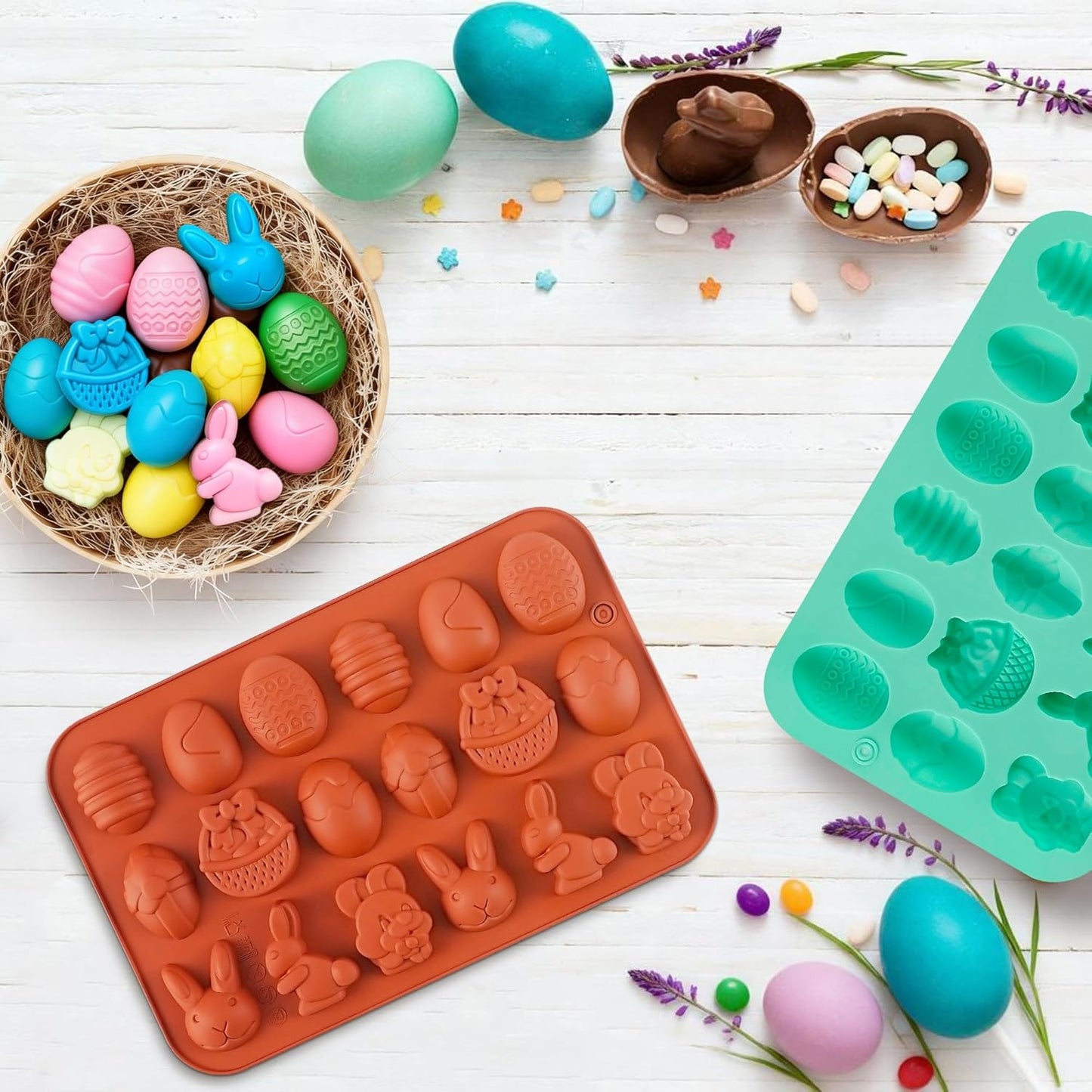 Moldes de caramelo de chocolate de Pascua 3D con 18 cavidades