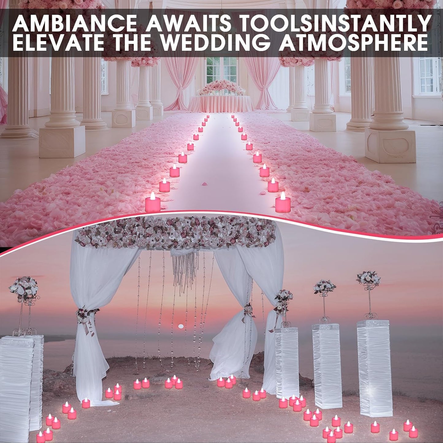 Set 72 Velas LED Parpadeantes Rosa