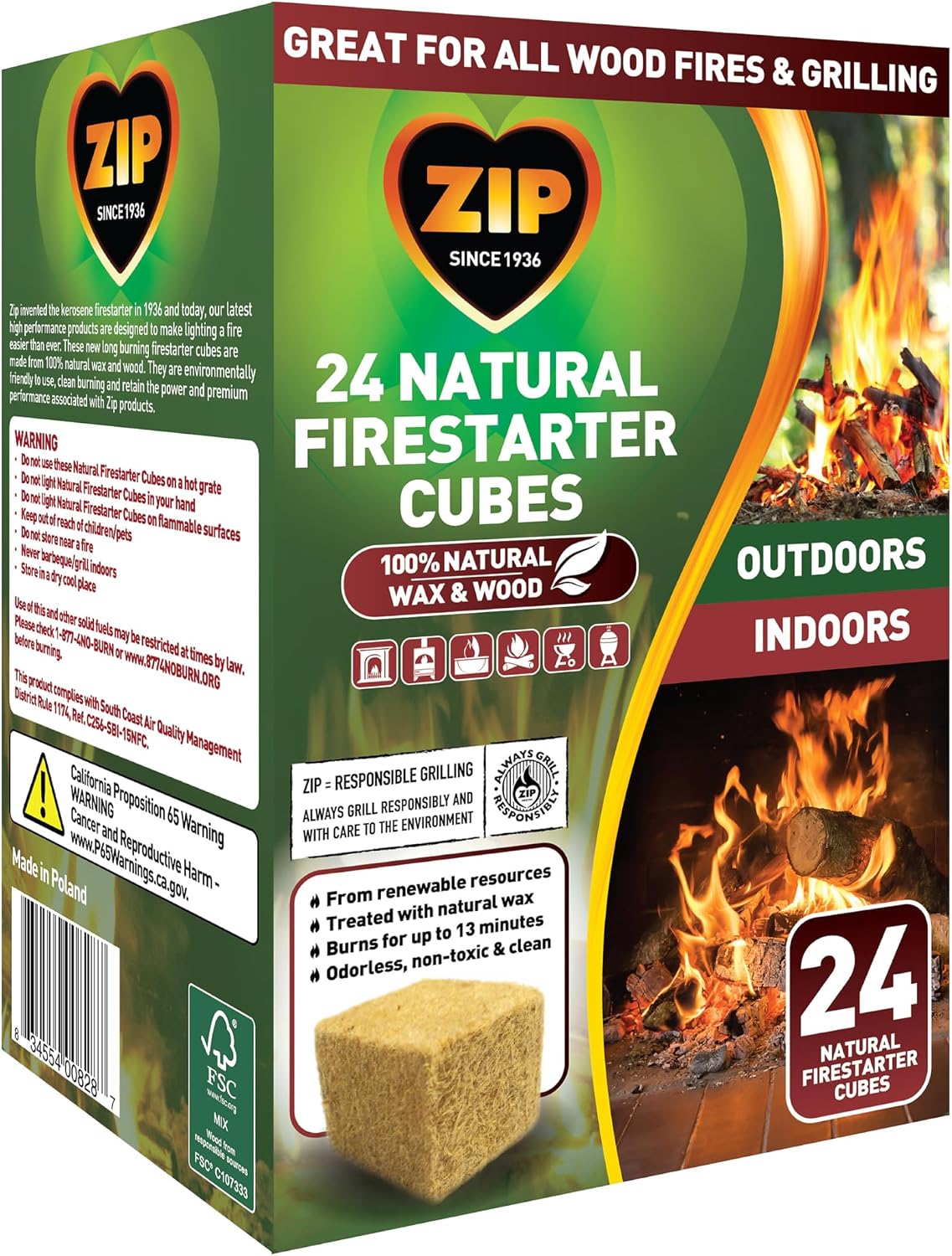 Cubos Firestarter Natural 24uds etiqueta blanca
