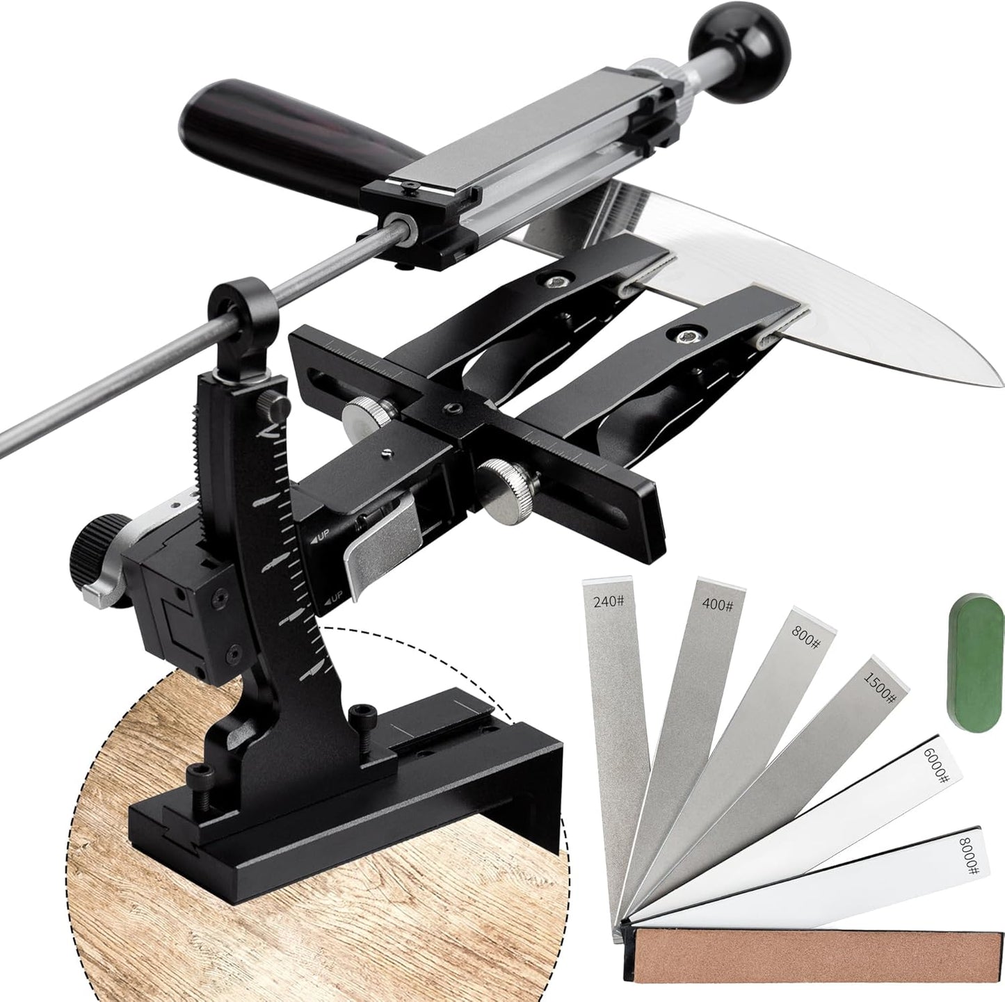 Sistema afilado cuchillos ajuste 9-25° aluminio CNC con clip 360°