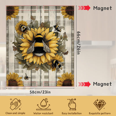 Funda magnética retro abeja girasol para lavavajillas y frigorífico
