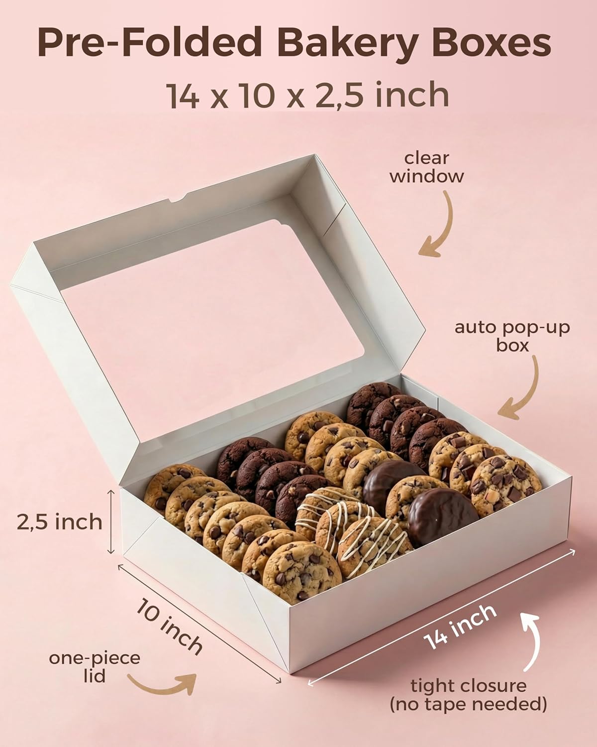 Cajas de galletas con ventana grandes para postres y regalos