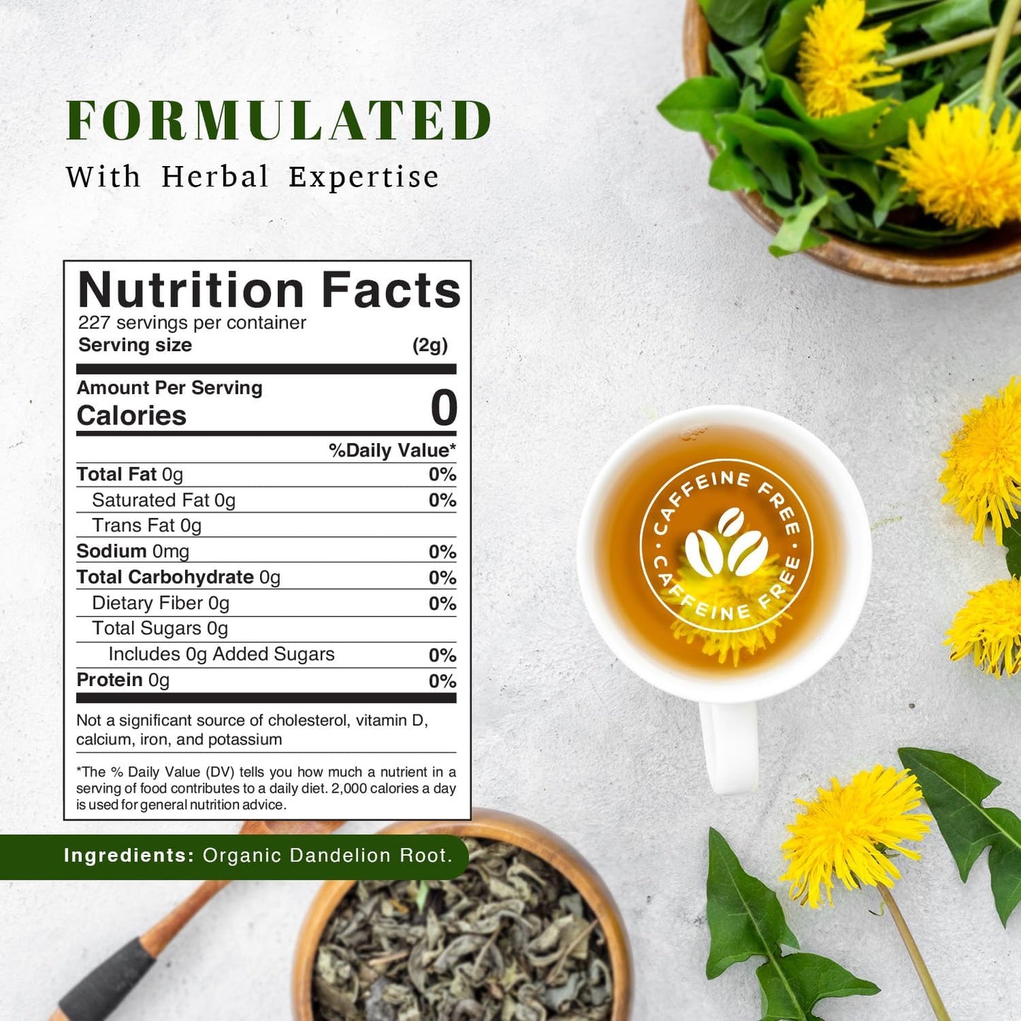 Té de hierbas orgánicas con raíz de diente de león Oxify
