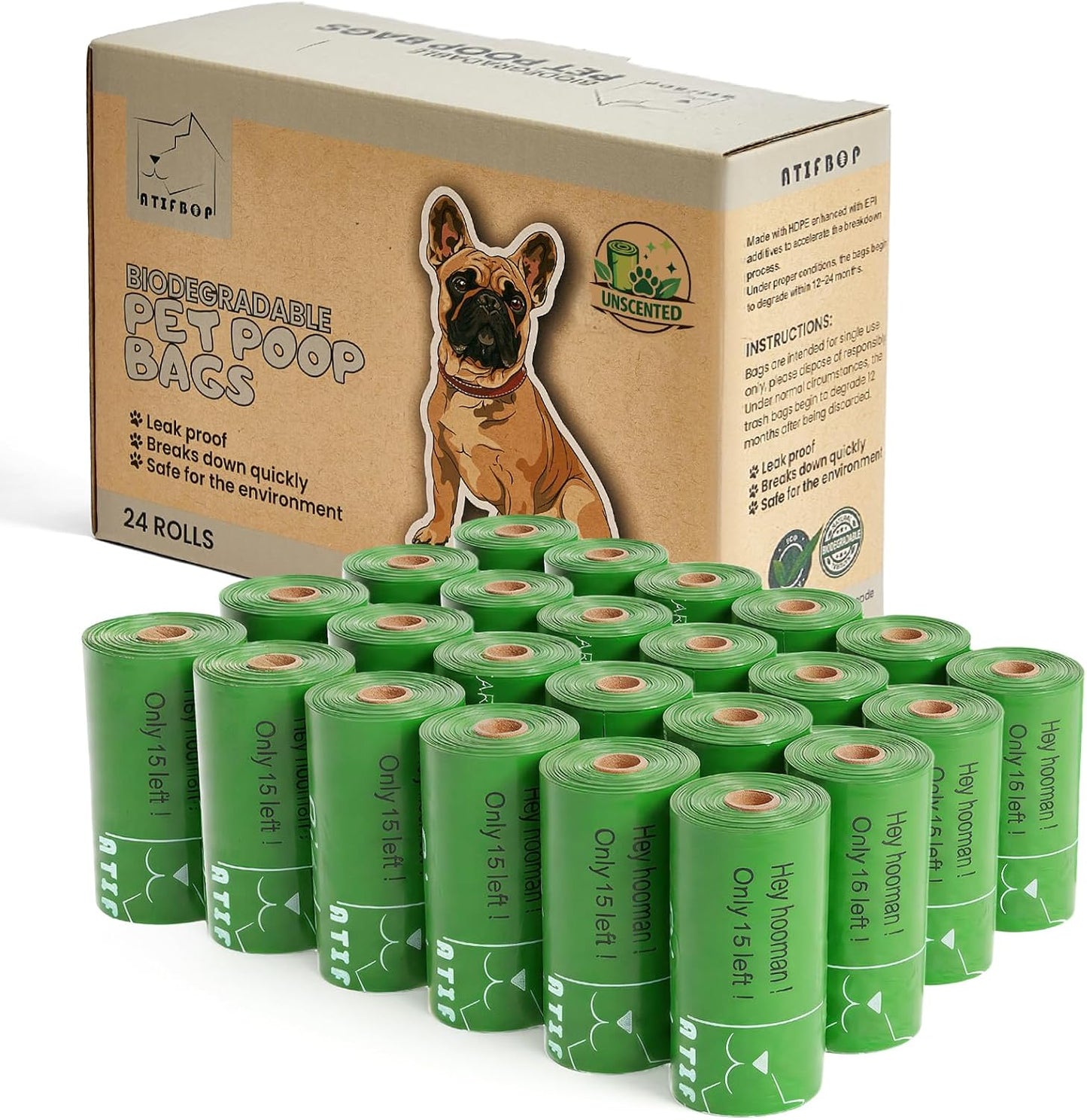 Bolsas biodegradables para excrementos perro 360uds a prueba fugas