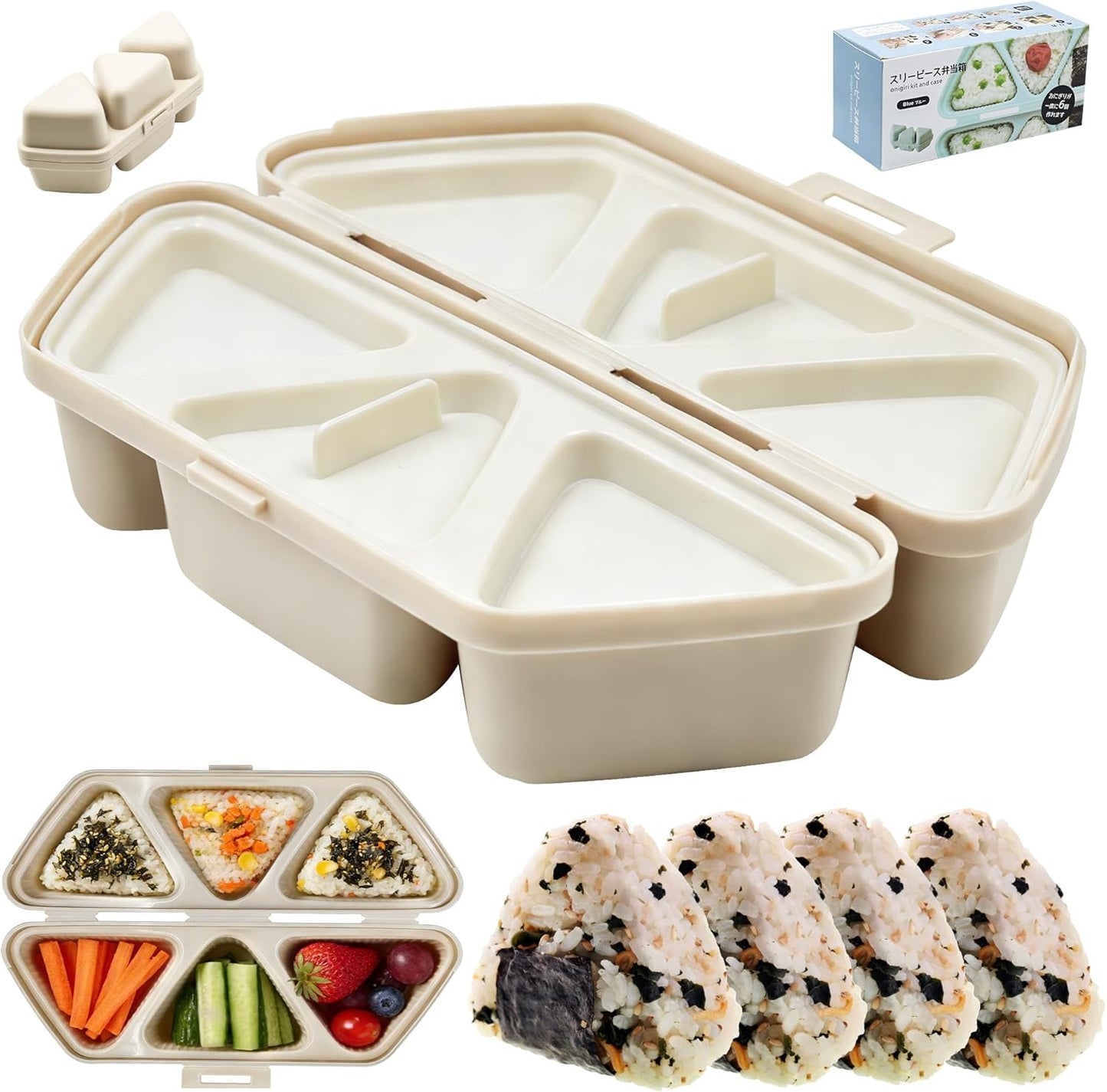 Moldes de sushi Onigiri 6 en 1 con forma triangular para sushi y musubi
