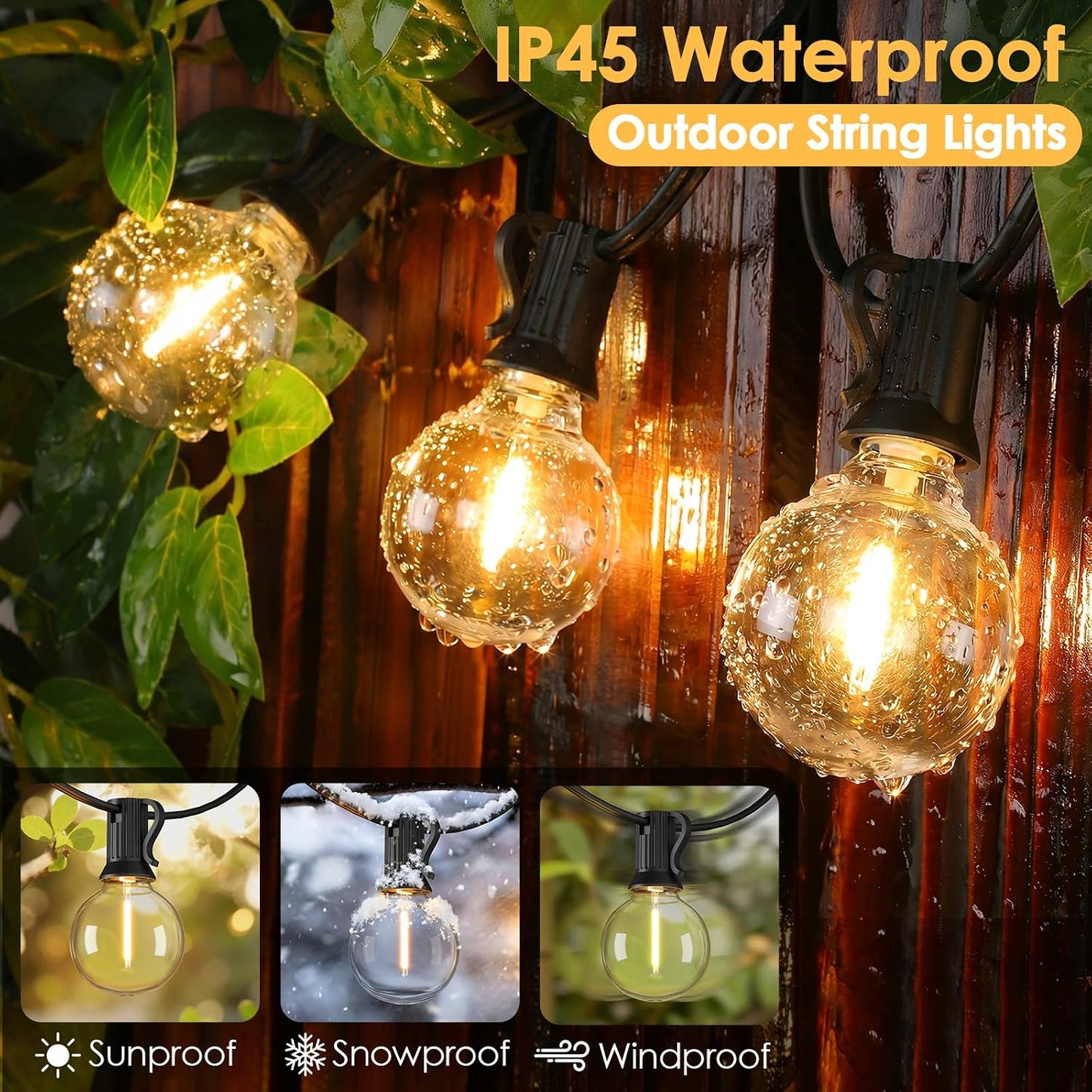 Tira luces LED G40 50ft impermeable 202 bombillas