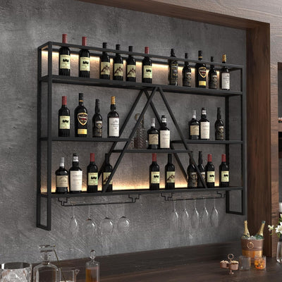 Estante LED para bar 47pulg industrial con soporte vidrio y vino