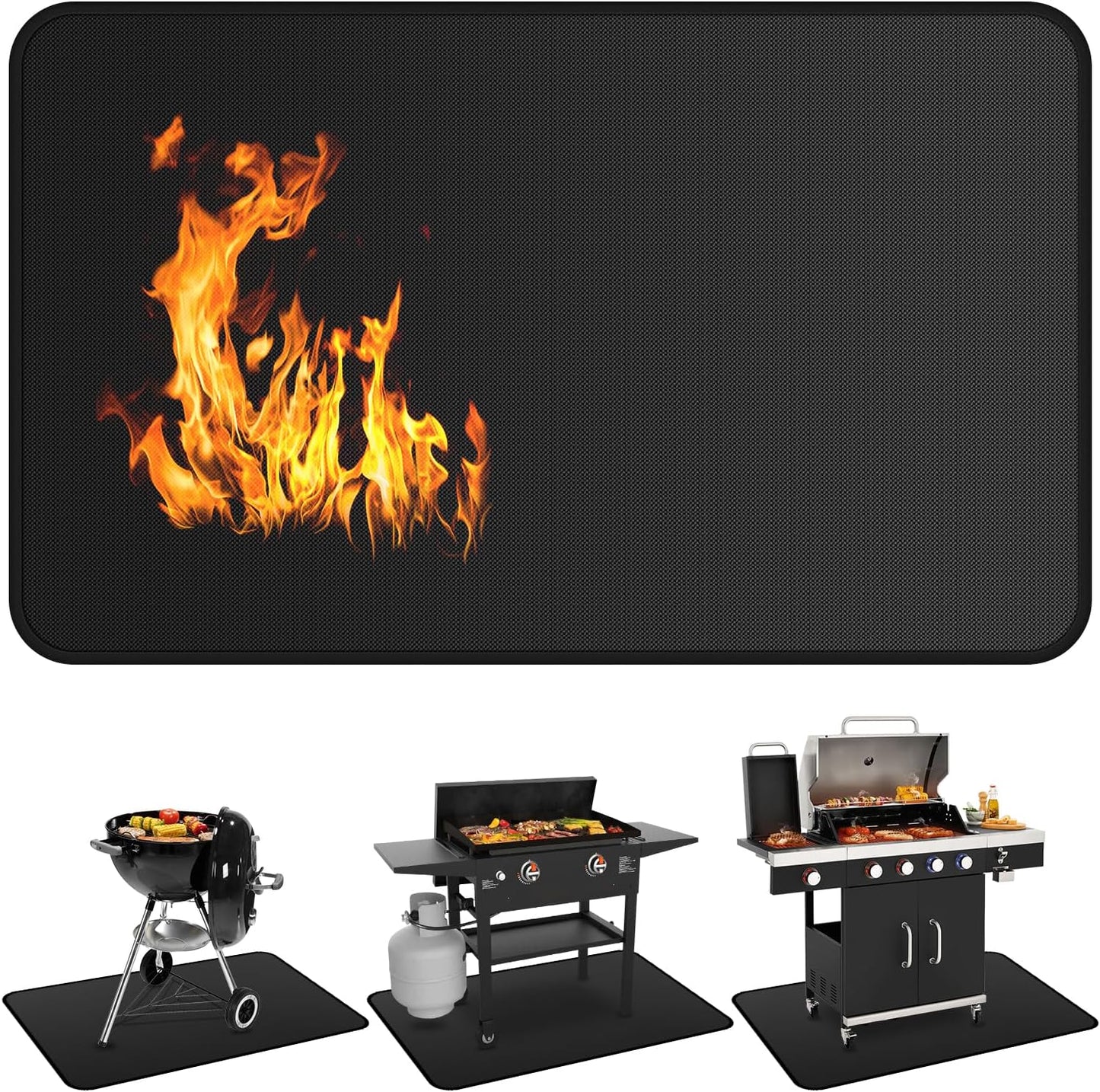 Alfombrilla parrilla al aire libre 65x39pulg doble cara impermeable