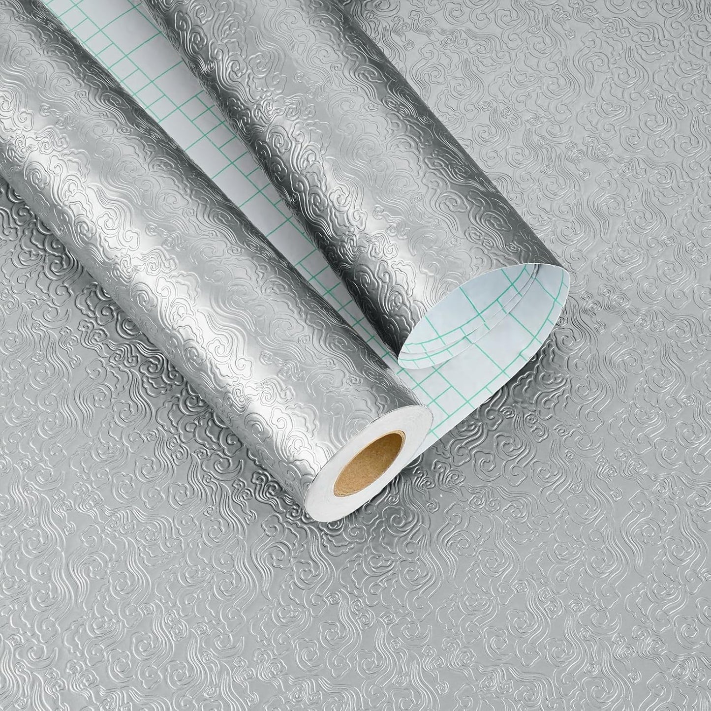 Papel contacto plateado autoadhesivo 15.7x78.7pulg para encimeras