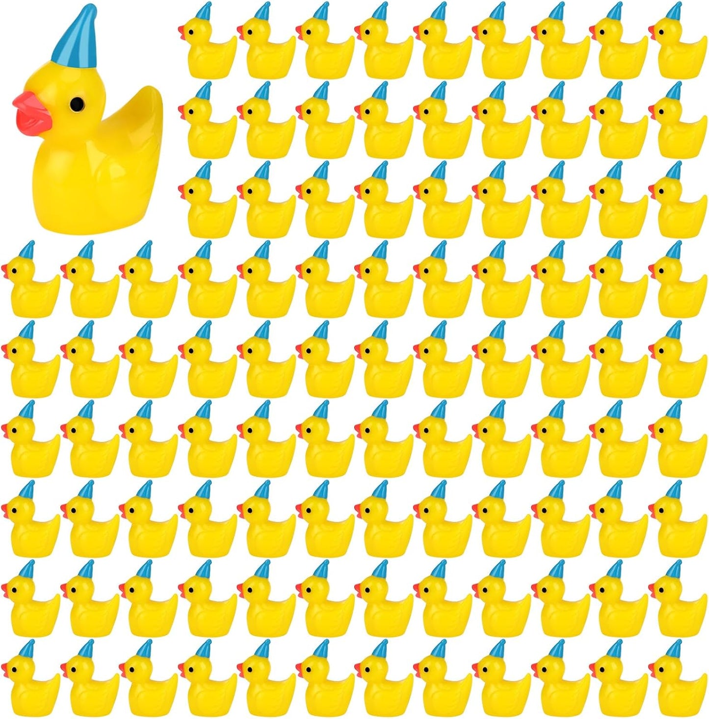 100 Mini Patos Resina con Sombrero Adorno Hogar