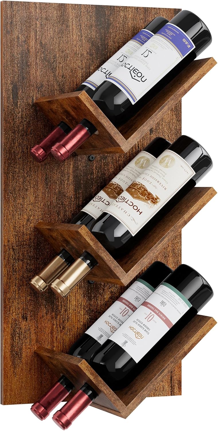Estantería vino colgante madera rustica 3 niveles
