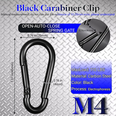 Set 50 mosquetones acero galv. negro resistente
