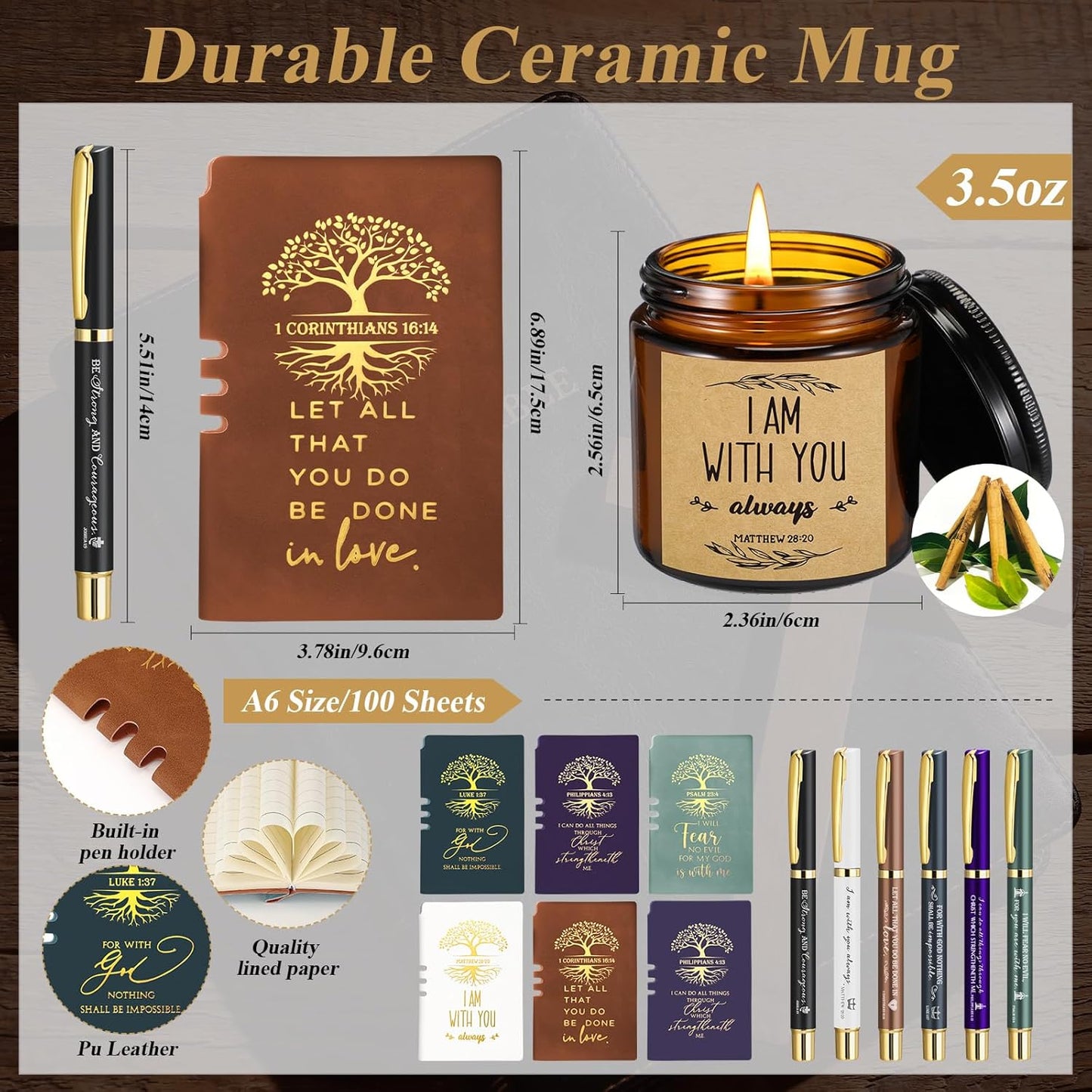 Regalo cristiano de Pascua pastor hombre de Dios versiculo biblico diario oracion A6 boligrafo taza cafe 15 oz velas perfumadas
