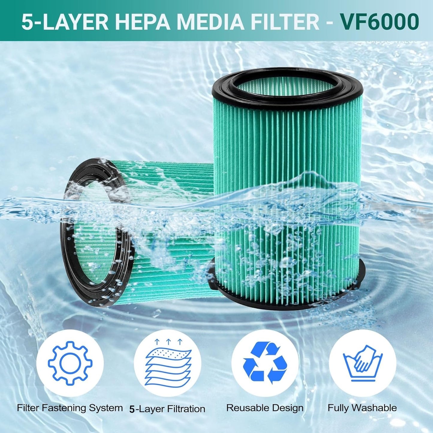 Filtro VF6000 repuesto para aspiradora 5-20gal 5 capas