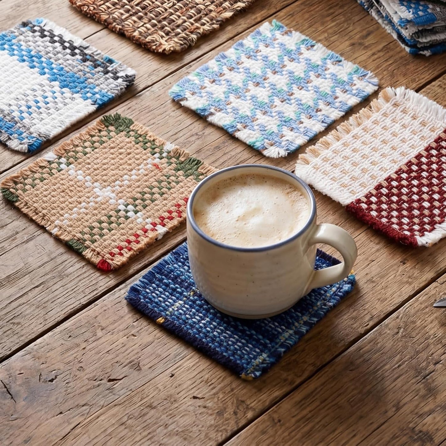 Cojines de bebida de tela hechos a mano para mesa decoración casa regalo