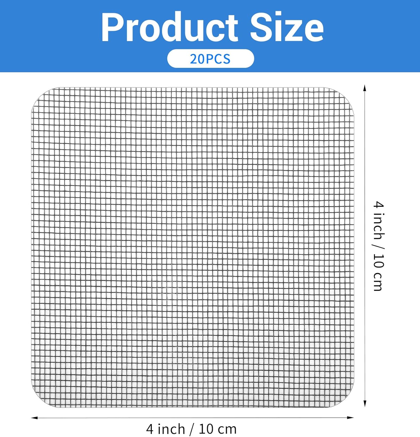 20 Parches autoadhesivos para malla de ventana gris 4x4pulg