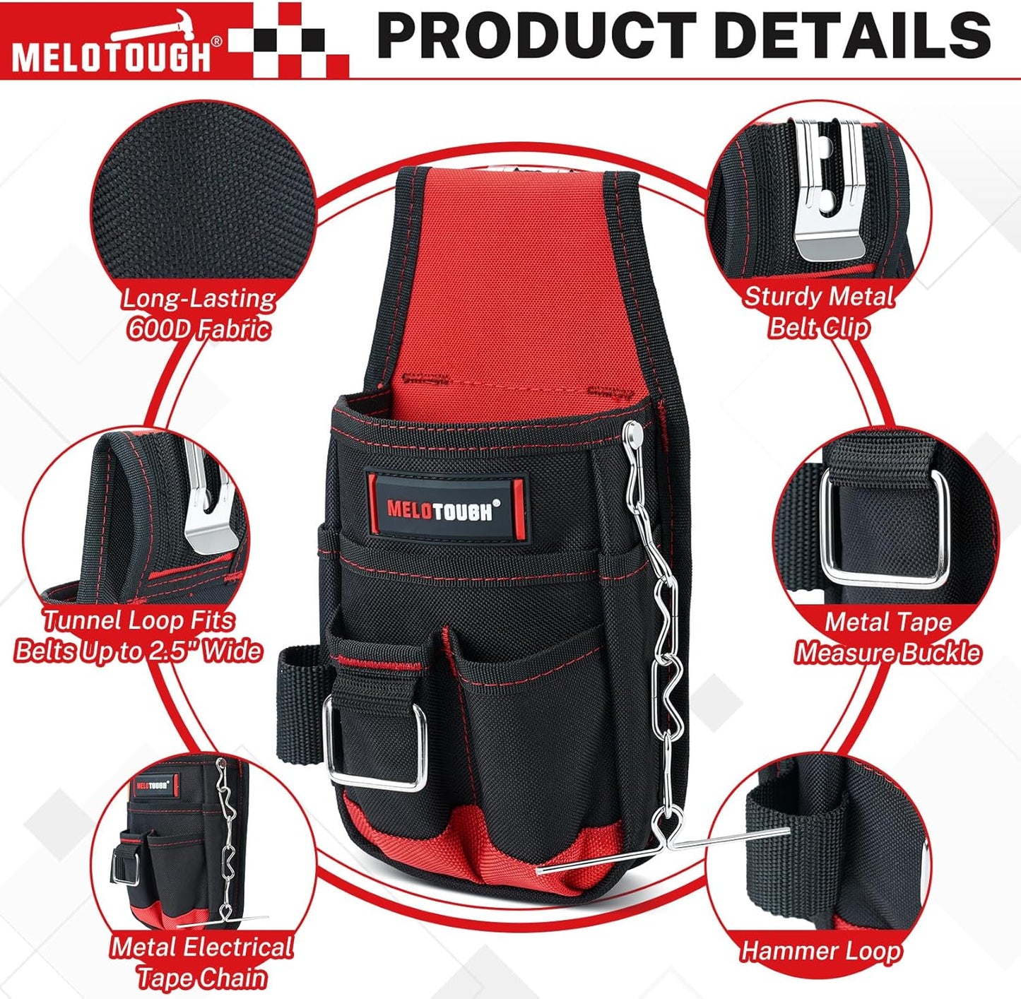 Bolsa herramientas cinturón clip utilitaria electricista