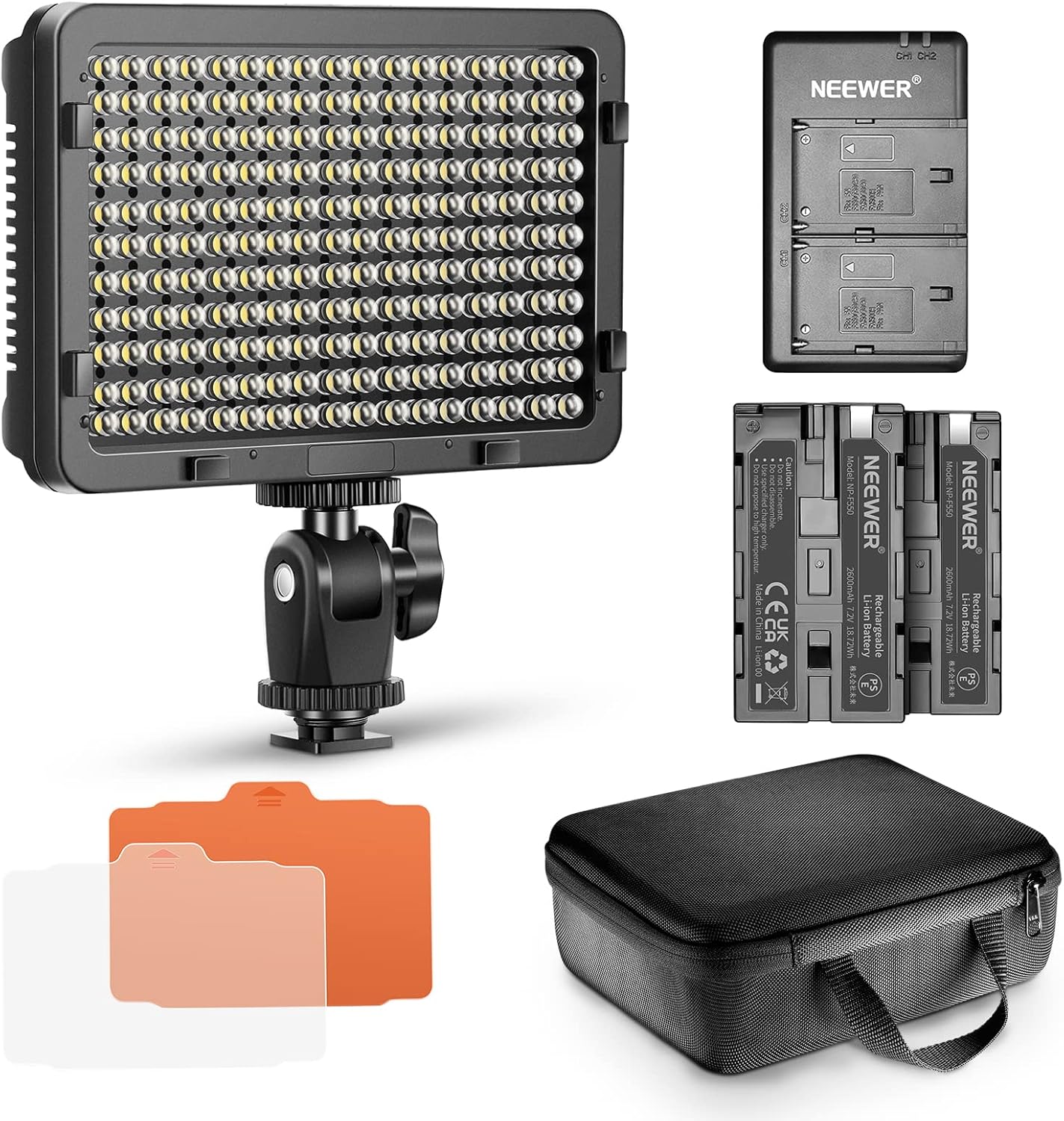 Panel LED 176 LED 3200-5600K con batería y estuche