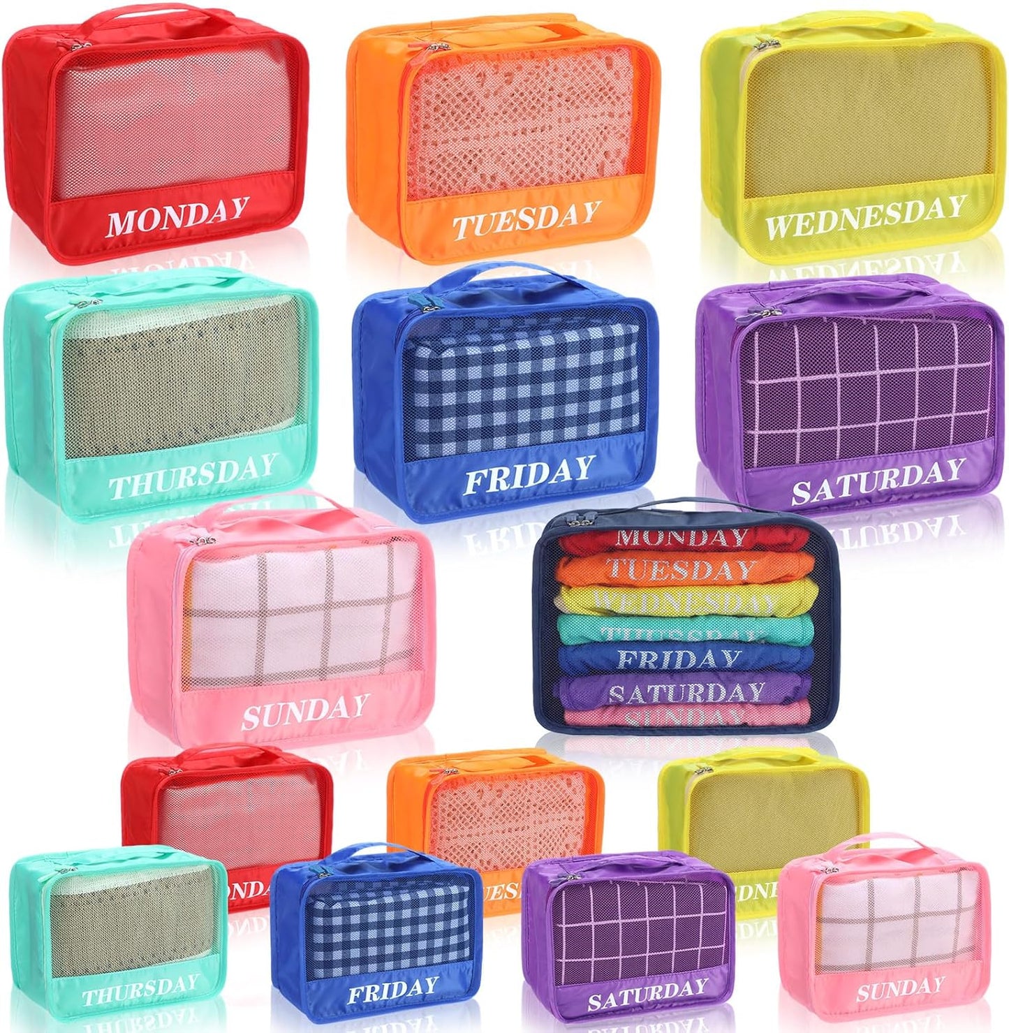 Cubos equipaje semanales 9x7x3pulg arco iris 15