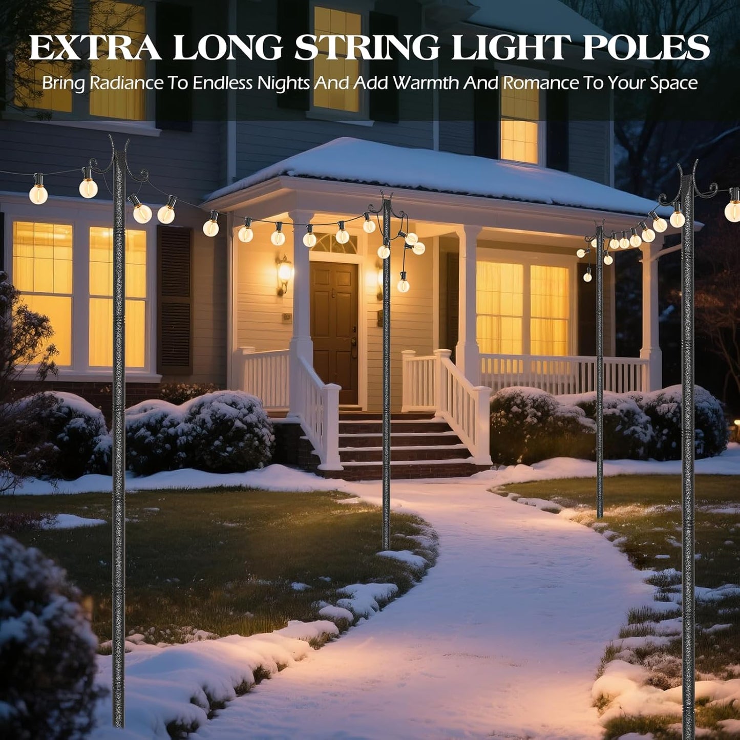 6 Postes luz metal para exteriores con ganchos resistente oxido