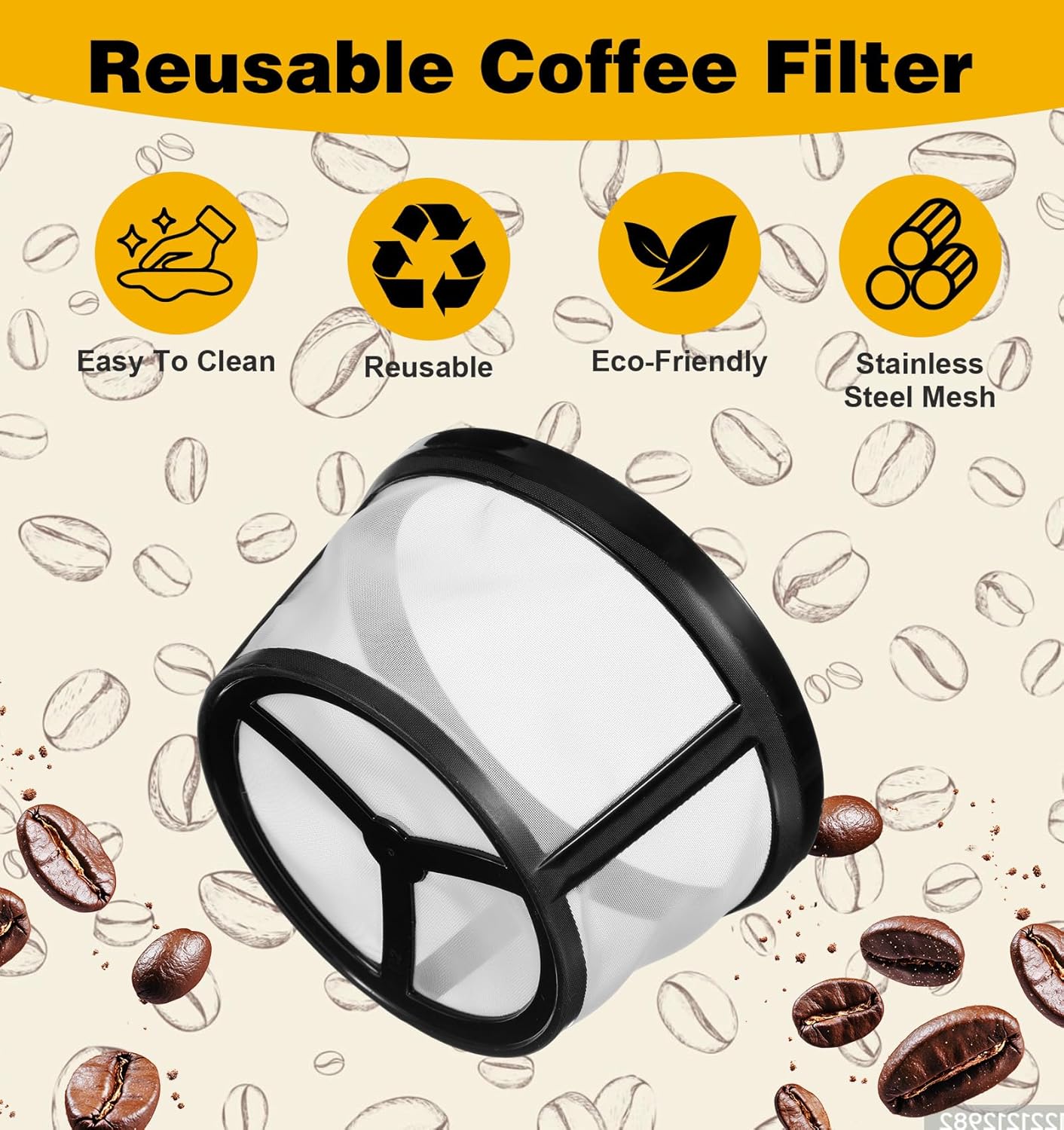 2 Cestas Filtro Café Reutilizables Malla Nailon Papel Sin Blanquear