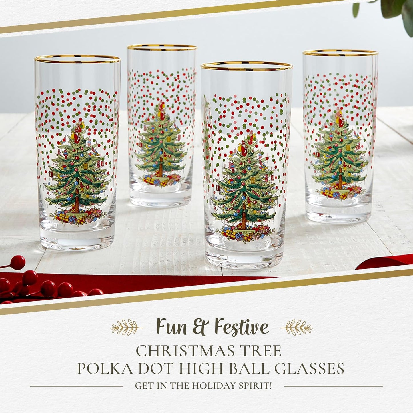 Vaso highball Spode con motivos de punto y cruz para bebidas