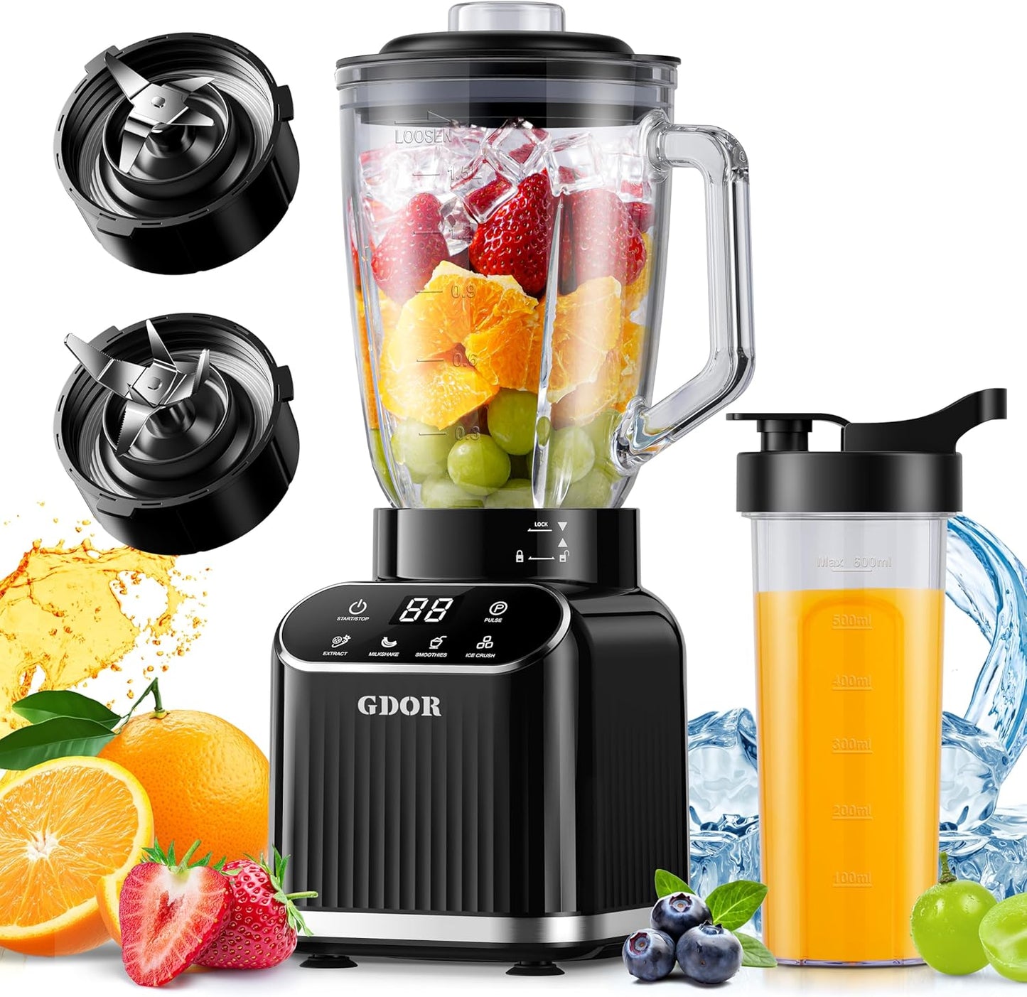 Licuadora 1200W 5 funciones vidrio 52oz taza