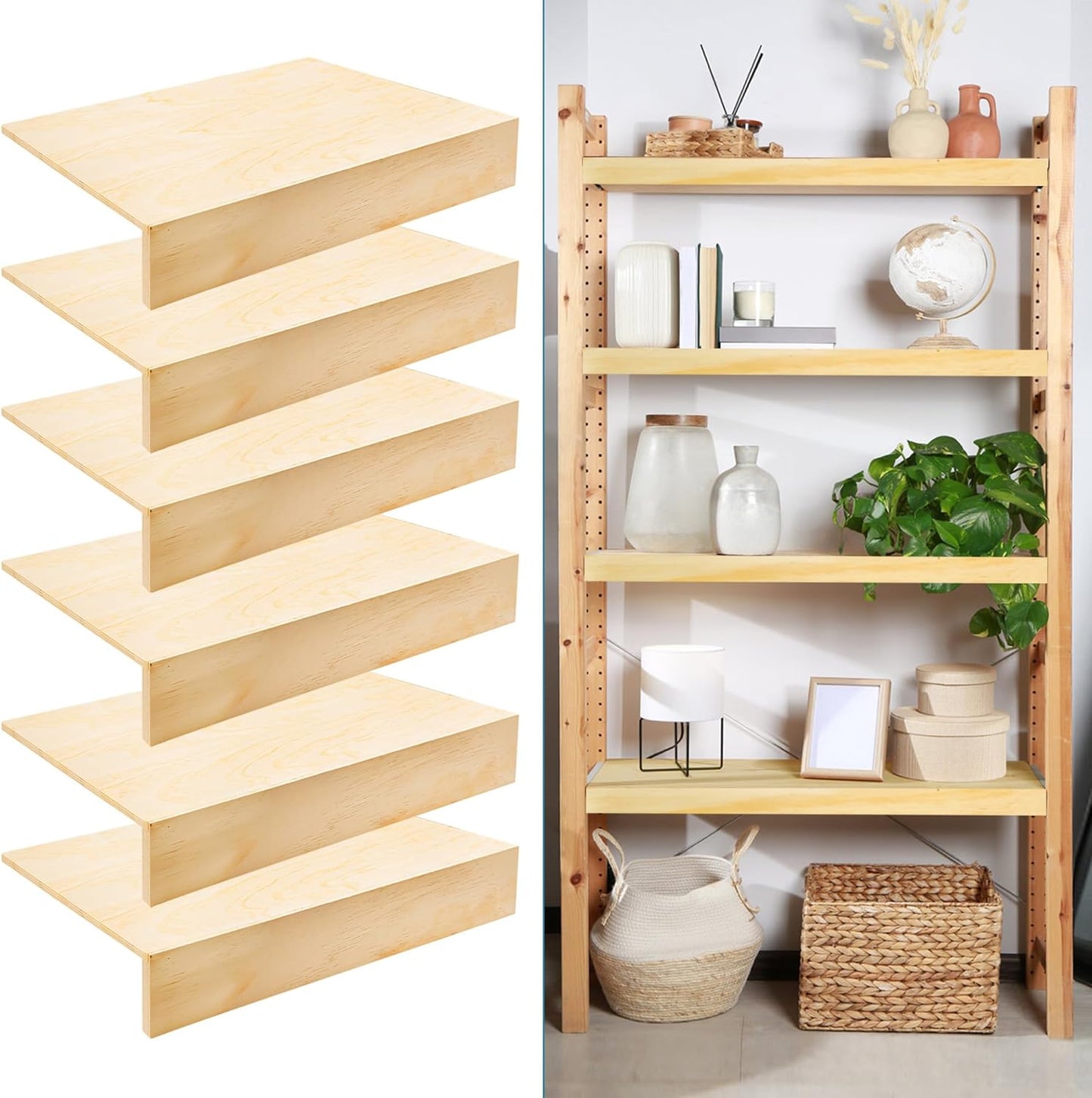 Cubiertas madera maciza para estantes alambre set 6 24x12pulg