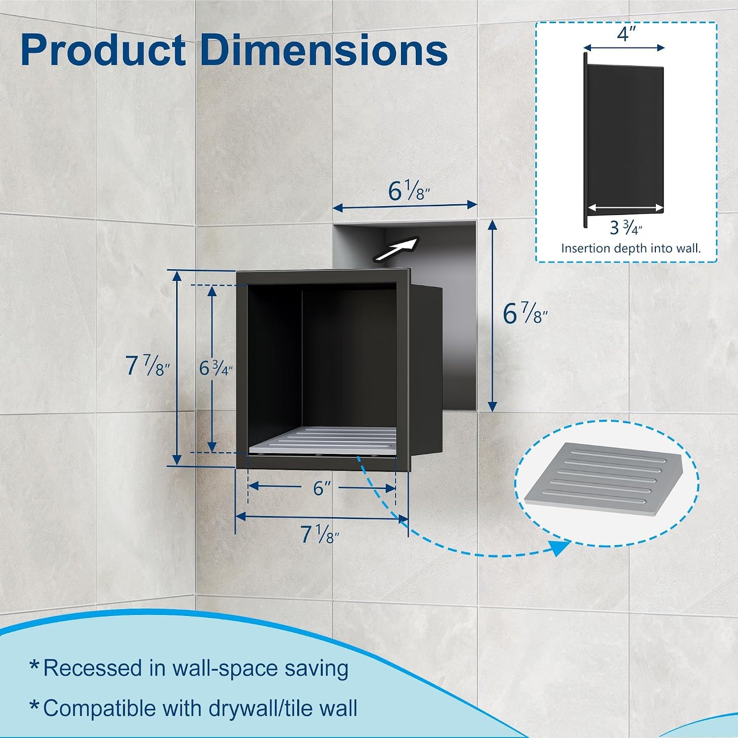 Reposapiés ducha acero inox 304 soporte jabón