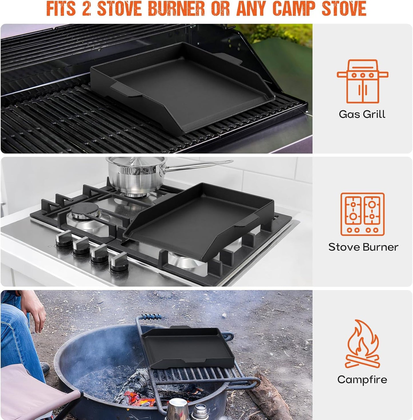 Plancha hierro fundido parrilla horno 18x12pulg