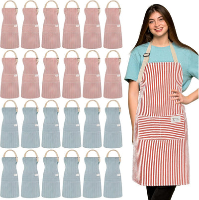 Delantal unisex de lino con 2 bolsillos para cocineros